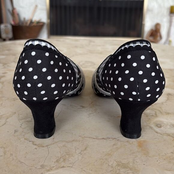 NWOT RUBY SHOO Paula - Black White Floral/Polka Dot/Gingham Heels Adorable - Picture 7 of 13